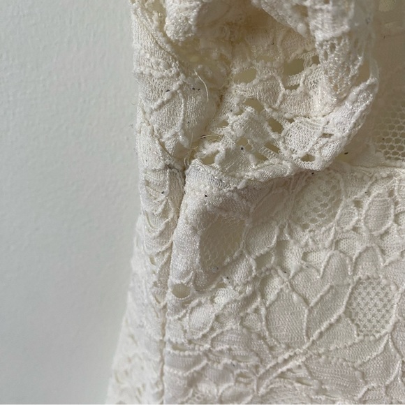 3/$30💚Smart Set cream white lace floral short sleeve top size large - Picture 13 of 15